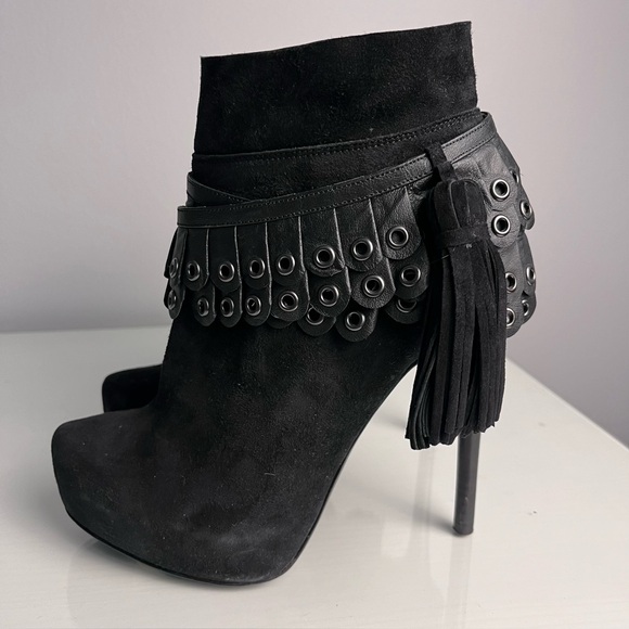 3.1 Phillip Lim Shoes - 3.1 Philip Lim Womens Black Suede Leather Fringe Tassel Booties Size 35 US 4.5